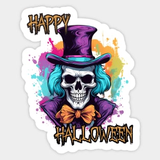 Spooky Skeleton Happy Halloween Sticker